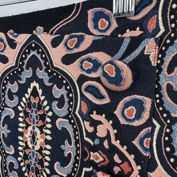 NWT Halogen Women's Brocade Lined Faux Wrap Pencil Skirt Metallic Navy Size‎ 4 - Picture 3 of 12